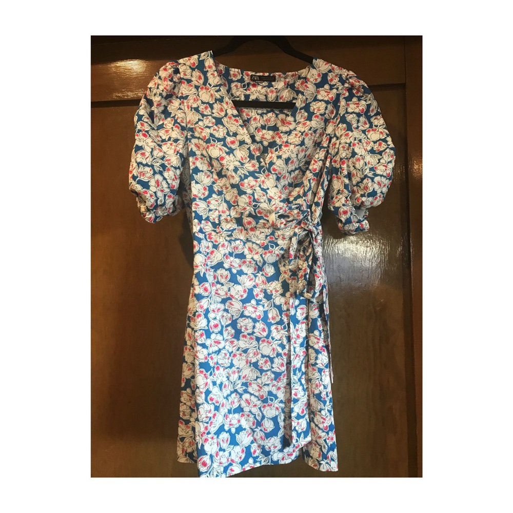 Zara floral wrap dress